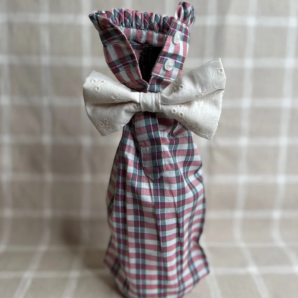 Handcrafted Wine or Liquor Bottle Gift Bag Made From Shirt and Tie